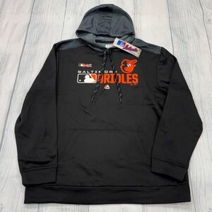 NWT Baltimore Orioles Majestic Hoodie Sweatshirt XL Black Gray MLB Baseball Mens